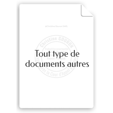 Traduction tout type de document