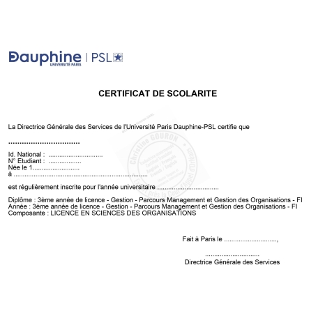 Traduction en anglais d'un certificat de scolarité