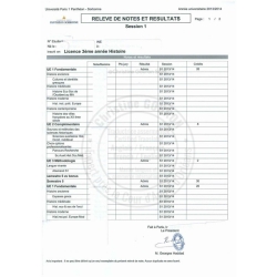 Traduction d'un relevé de notes universitaire