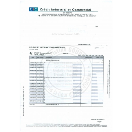 Traduction d'un relevé bancaire